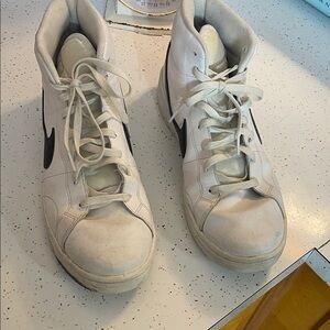 Nike White High-Top Sneakers with Black Swoosh